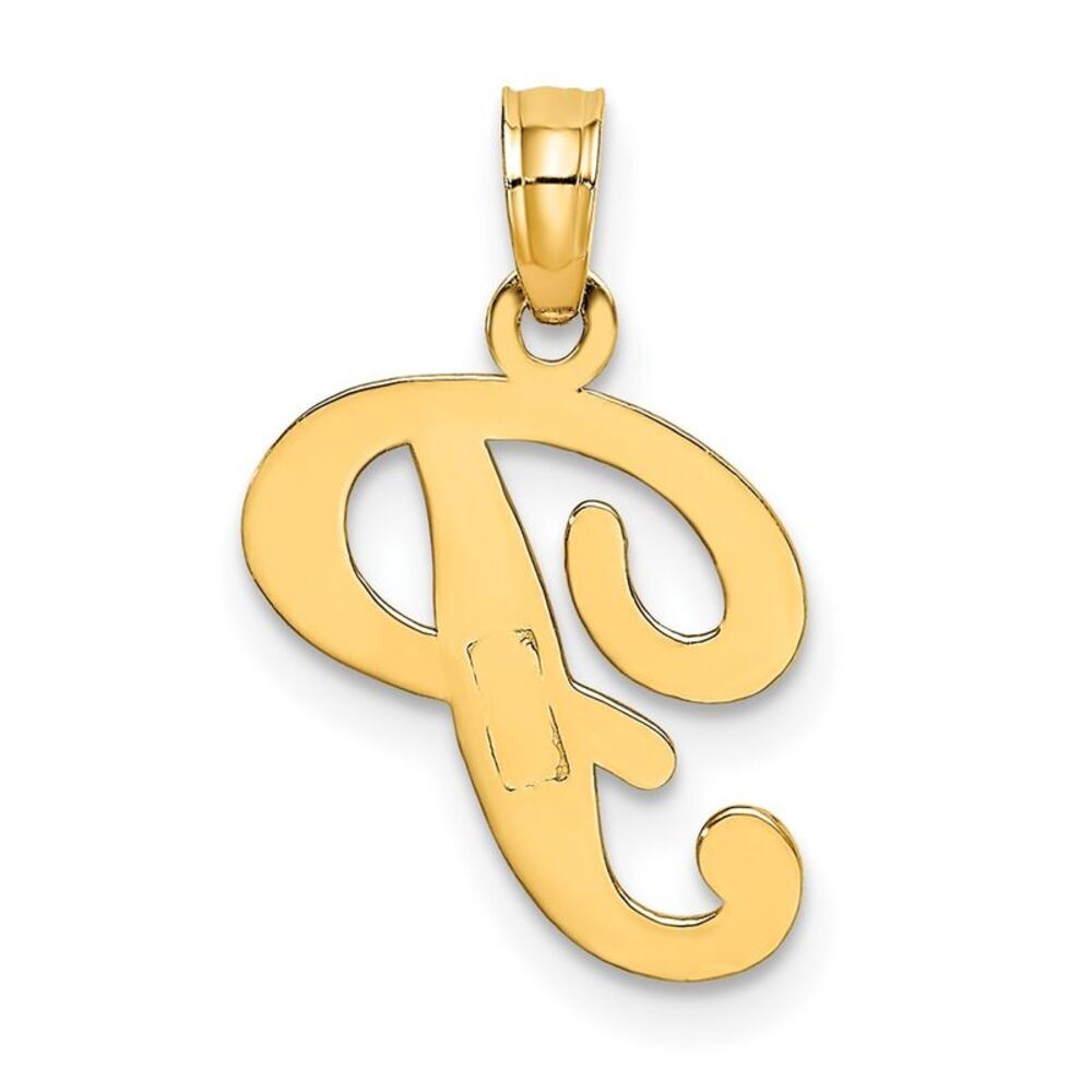 10k Yellow Gold Polished P Script Initial Charm - image 4